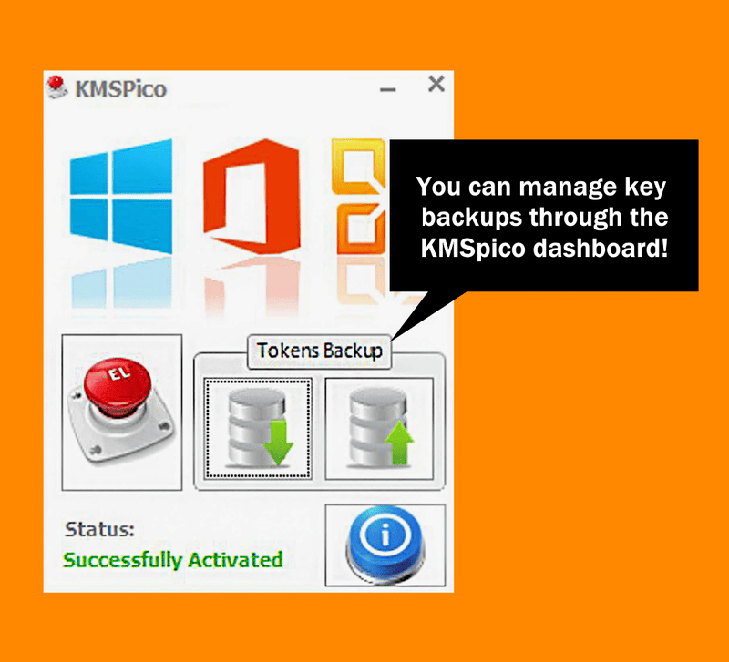 manage key backups through the KMSpico